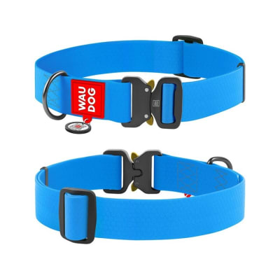 WAUDOG COLLAR WATERPROOF AZUL - HEBILLA FASTEX METAL - PLACA QR