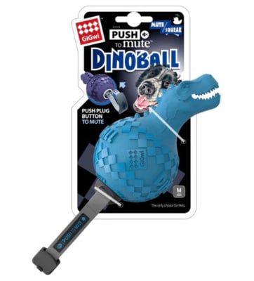 GIGWI DINOBALL T-REX CELESTE - Juguete con silenciador