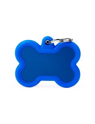 MY FAMILY PLACA HUESITO ALUMINIO AZUL MATE CON PROTECTOR DE GOMA