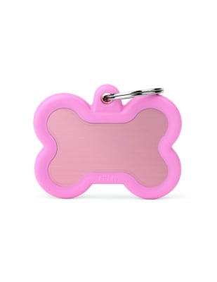 MY FAMILY PLACA HUESITO ALUMINIO ROSADO MATE CON PROTECTOR DE GOMA