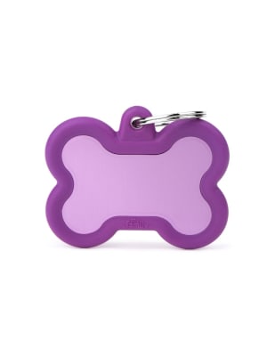 MY FAMILY PLACA HUESITO ALUMINIO VIOLETA MATE CON PROTECTOR DE GOMA