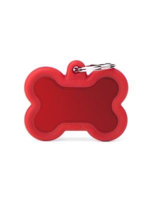 MY FAMILY PLACA HUESITO ALUMINIO ROJO MATE CON PROTECTOR DE GOMA