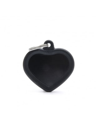 MY FAMILY PLACA CORAZON ALUMINIO NEGRO MATE CON PROTECTOR DE GOMA