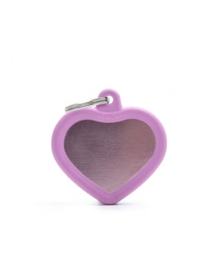 MY FAMILY PLACA CORAZON ALUMINIO ROSADO MATE CON PROTECTOR DE GOMA