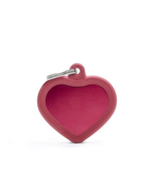 MY FAMILY PLACA CORAZON ALUMINIO ROJO MATE CON PROTECTOR DE GOMA