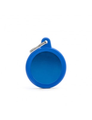 MY FAMILY PLACA CIRCULO ALUMINIO AZUL MATE CON PROTECTOR DE GOMA