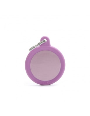 MY FAMILY PLACA CIRCULO ALUMINIO ROSADO MATE CON PROTECTOR DE GOMA