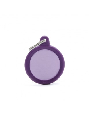 MY FAMILY PLACA CIRCULO ALUMINIO VIOLETA MATE CON PROTECTOR DE GOMA