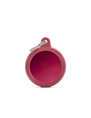 MY FAMILY PLACA CIRCULO ALUMINIO ROJO MATE CON PROTECTOR DE GOMA