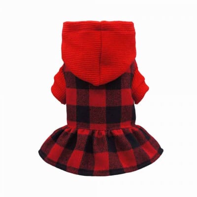 FITWARM VESTIDO CON CAPUCHA A CUADROS ROJO