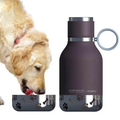 ASOBU DOG BOWL BOTTLE STAINLESS BURGUNDY