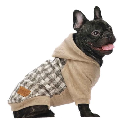 FITWARM SUDADERA CON CAPUCHA A CUADROS KHAKI