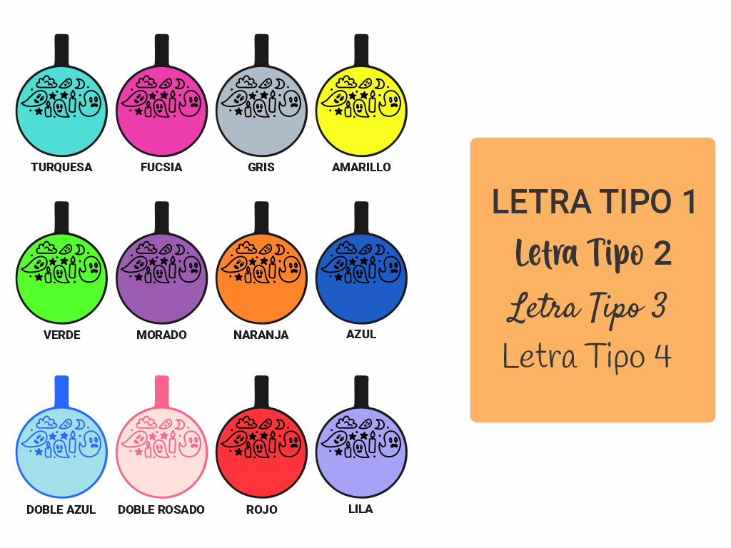 PLACA DE IDENTIFICACIÓN HALLOWEEN CÍRCULO - FANTASMITAS3