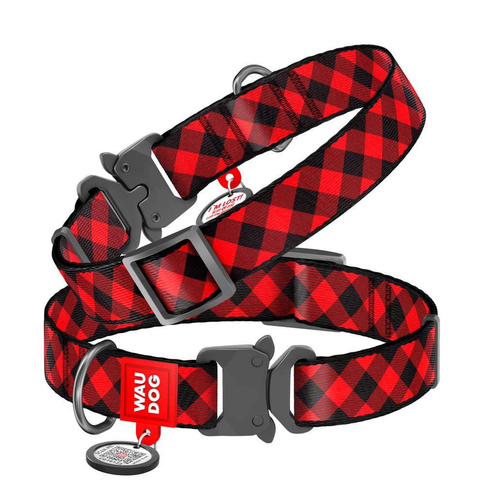 WAUDOG COLLAR PLAID - HEBILLA FASTEX METAL - PLACA QR1