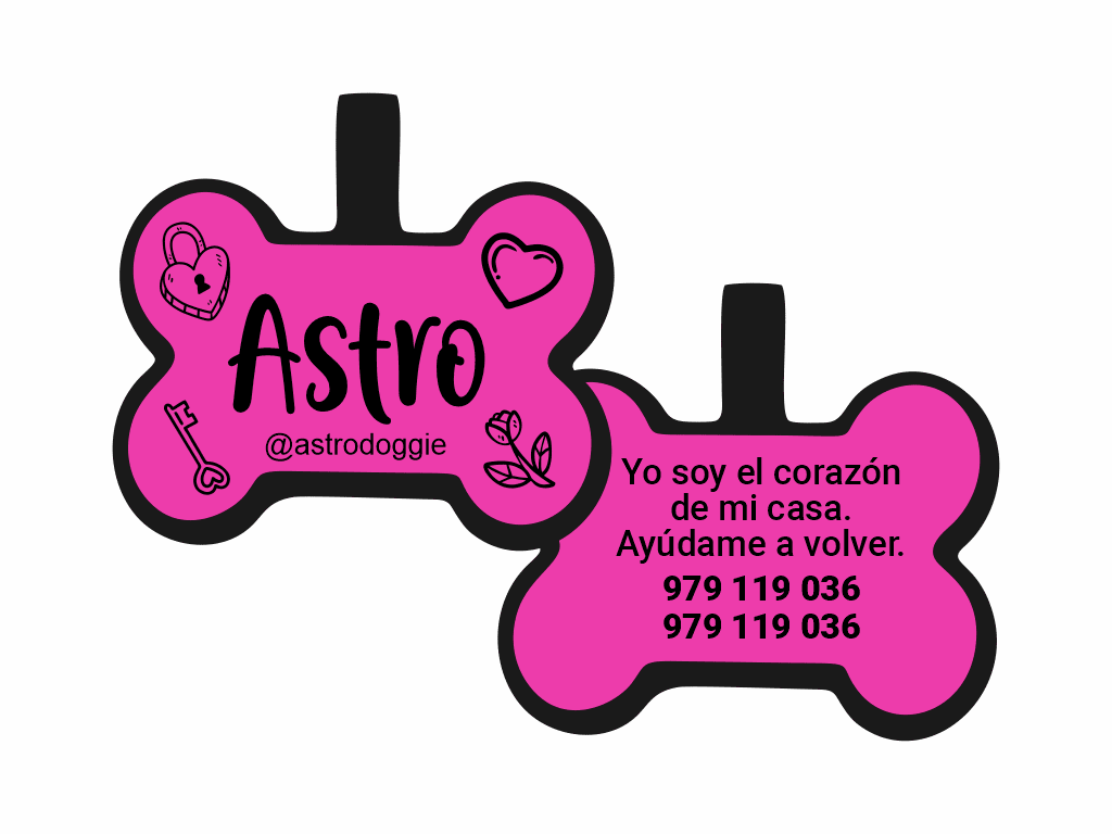 PLACA DE IDENTIFICACIÓN HUESO - LOVE TIME1