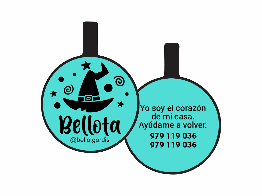 PLACA DE IDENTIFICACIÓN HALLOWEEN CÍRCULO - WITCH1