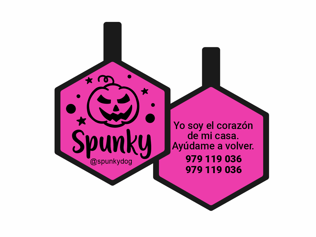 PLACA DE IDENTIFICACIÓN HALLOWEEN HEXÁGONO - CALABAZA1