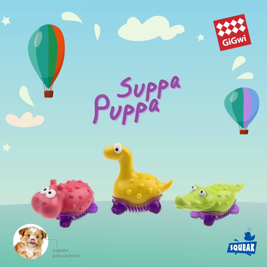 GIGWI SUPPA PUPPA DINOSAURIO - MORDEDOR (AMARILLO/MORADO)7