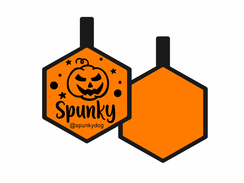 PLACA DE IDENTIFICACIÓN HALLOWEEN HEXÁGONO - CALABAZA9