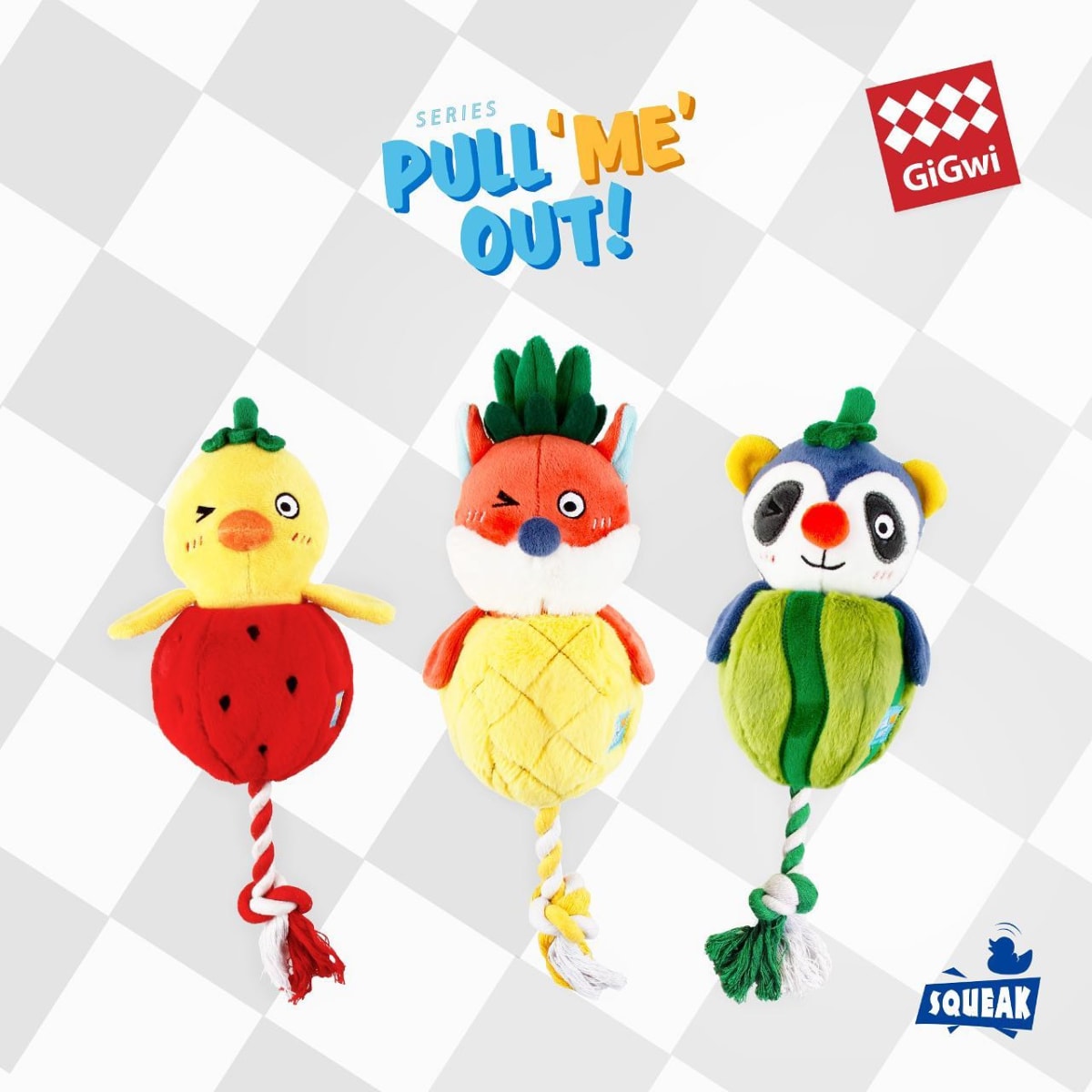 GIGWI PULL ME OUT POLLO FRESA - JUGUETE 3 EN 15