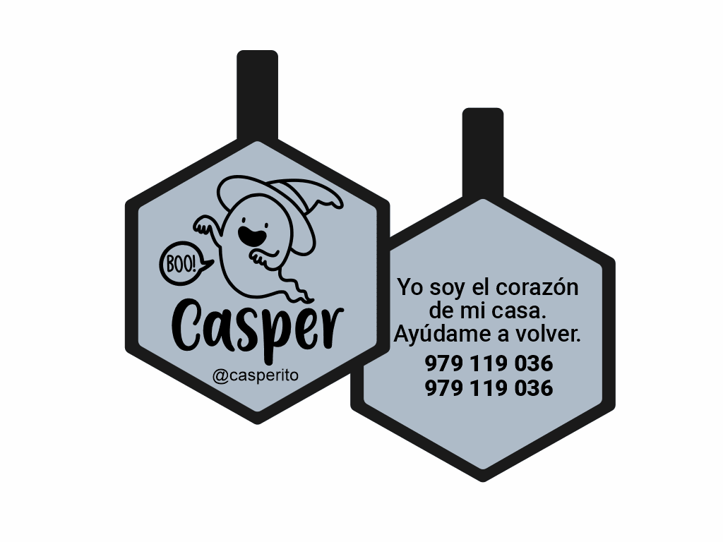 PLACA DE IDENTIFICACIÓN HALLOWEEN HEXÁGONO - BOO!1