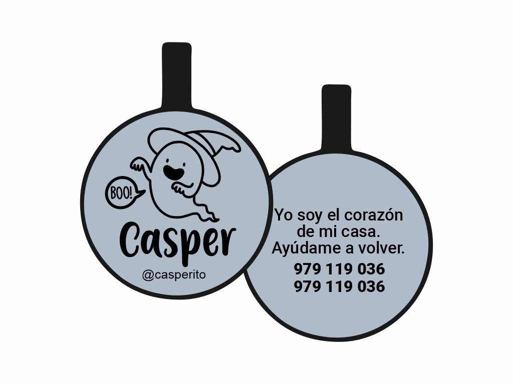 PLACA DE IDENTIFICACIÓN HALLOWEEN CÍRCULO - BOO!1