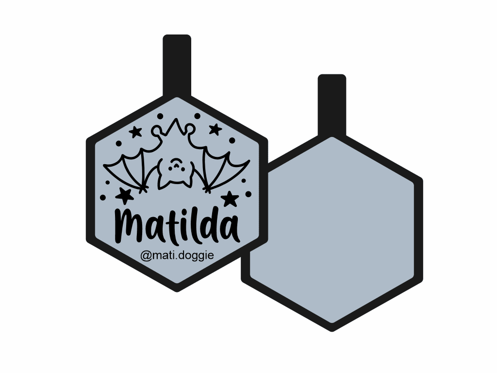 PLACA DE IDENTIFICACIÓN HALLOWEEN HEXÁGONO - VAMPIRO6