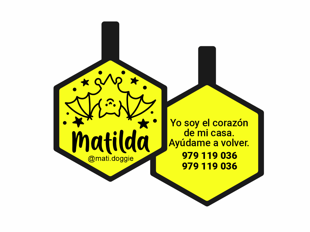 PLACA DE IDENTIFICACIÓN HALLOWEEN HEXÁGONO - VAMPIRO1