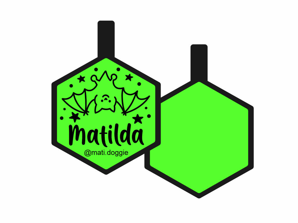 PLACA DE IDENTIFICACIÓN HALLOWEEN HEXÁGONO - VAMPIRO7