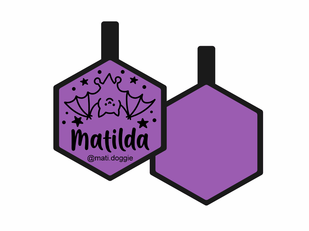 PLACA DE IDENTIFICACIÓN HALLOWEEN HEXÁGONO - VAMPIRO8