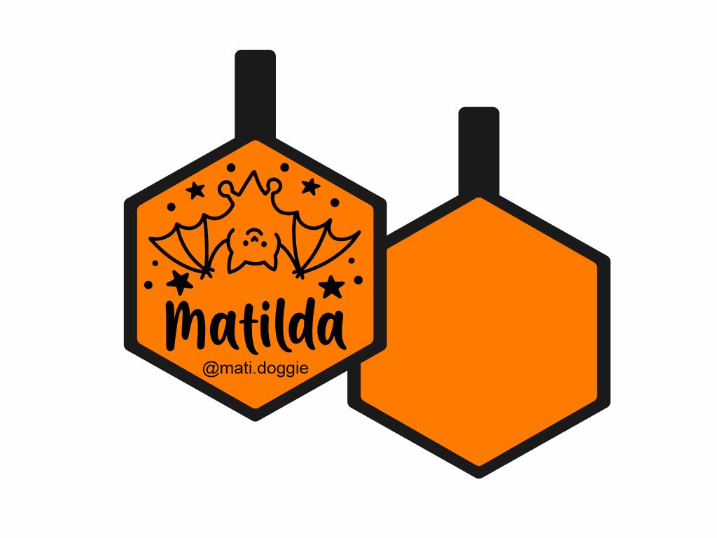 PLACA DE IDENTIFICACIÓN HALLOWEEN HEXÁGONO - VAMPIRO9