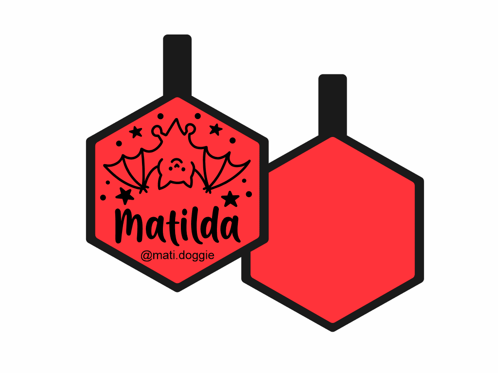 PLACA DE IDENTIFICACIÓN HALLOWEEN HEXÁGONO - VAMPIRO11