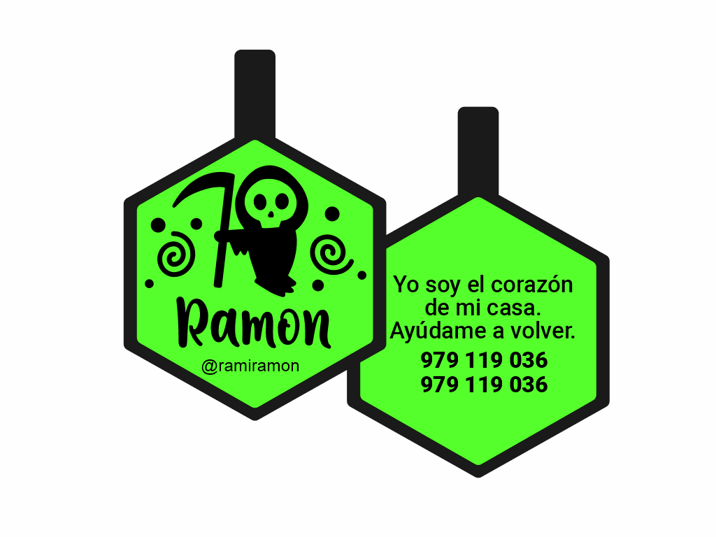 PLACA DE IDENTIFICACIÓN HALLOWEEN HEXÁGONO - GRIM REAPER1