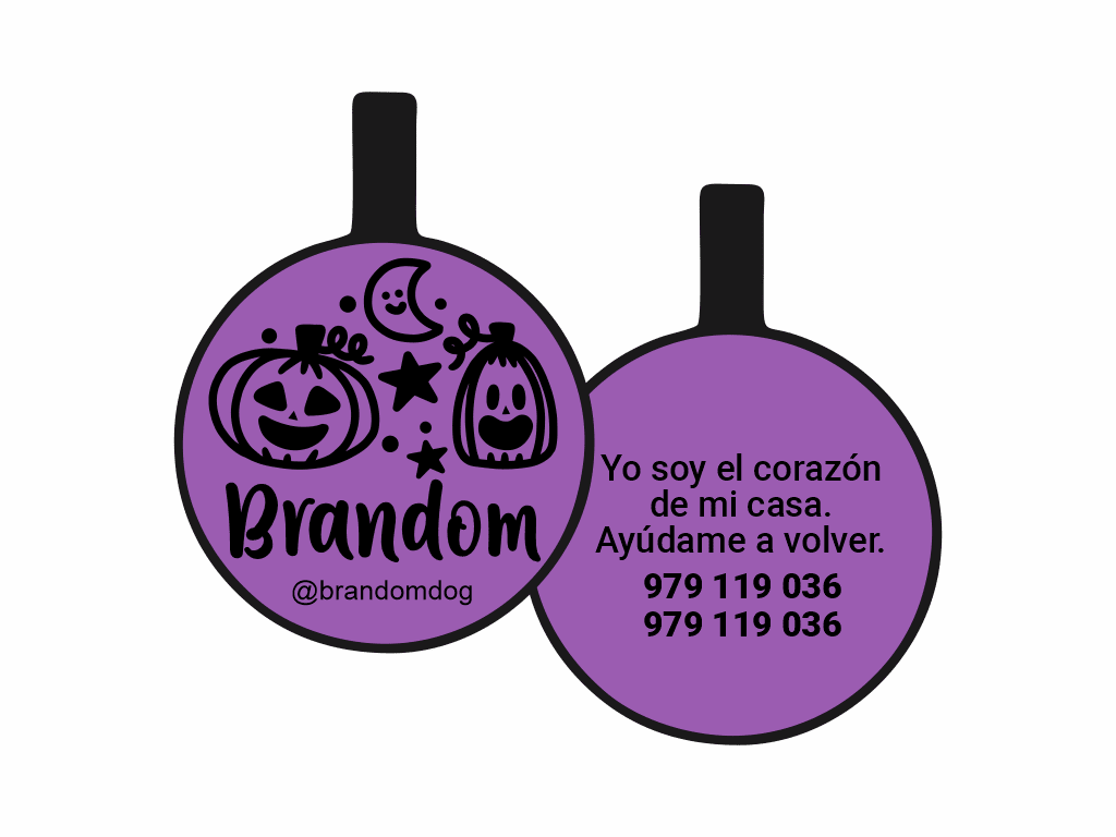 PLACA DE IDENTIFICACIÓN HALLOWEEN CÍRCULO - FIESTA DE CALABAZAS1
