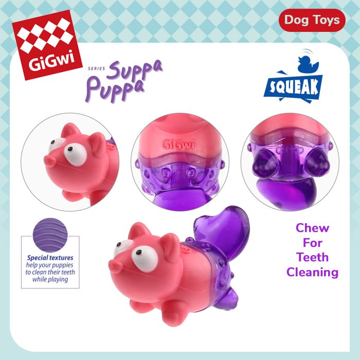 GIGWI SUPPA PUPPA ZORRO - MORDEDOR (ROSADO/MORADO)3