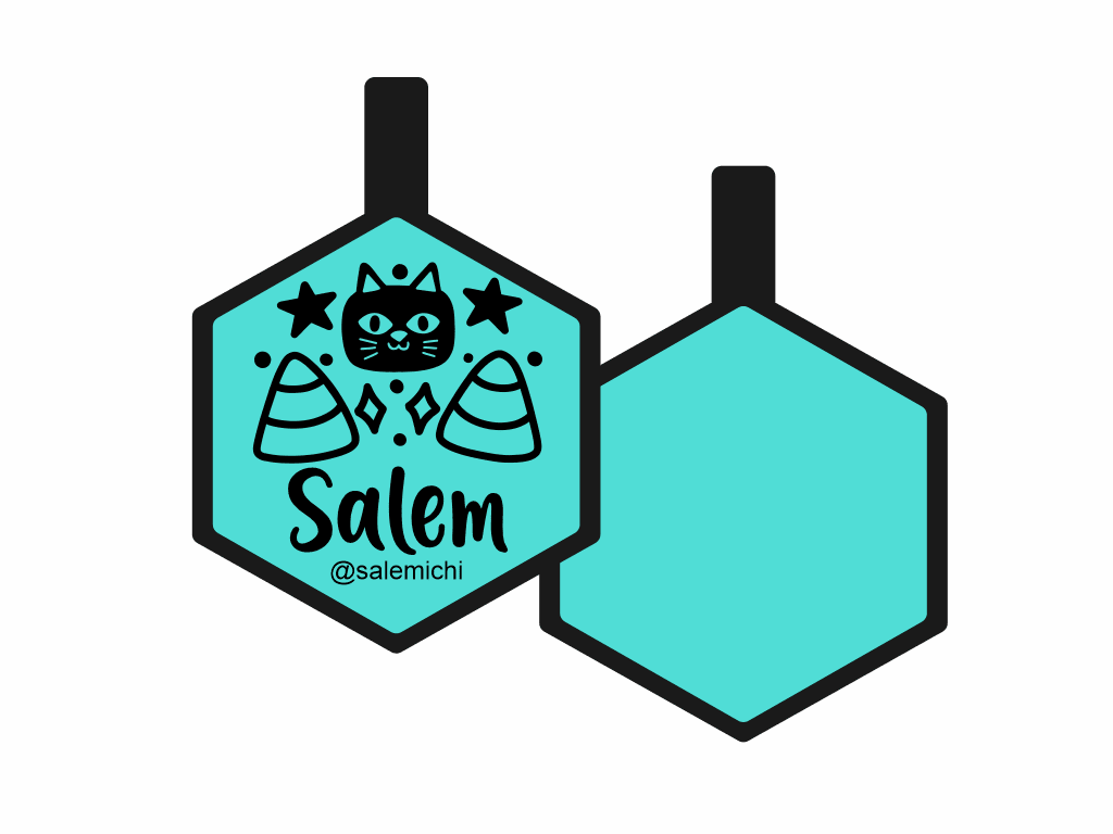 PLACA DE IDENTIFICACIÓN HALLOWEEN HEXÁGONO - GATO NEGRO4