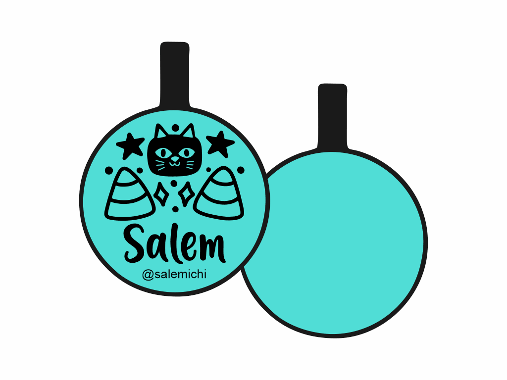 PLACA DE IDENTIFICACIÓN HALLOWEEN CÍRCULO - GATO NEGRO4
