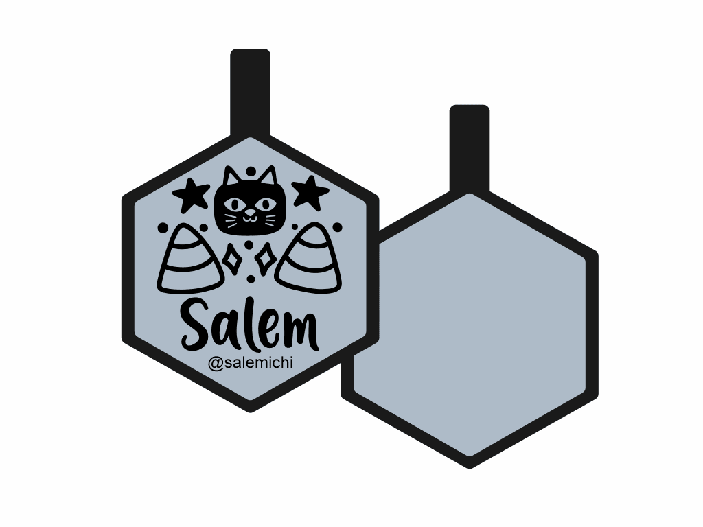 PLACA DE IDENTIFICACIÓN HALLOWEEN HEXÁGONO - GATO NEGRO6