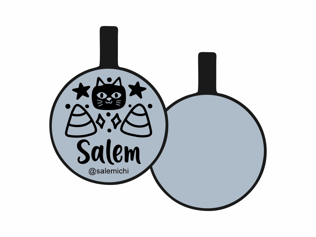 PLACA DE IDENTIFICACIÓN HALLOWEEN CÍRCULO - GATO NEGRO6
