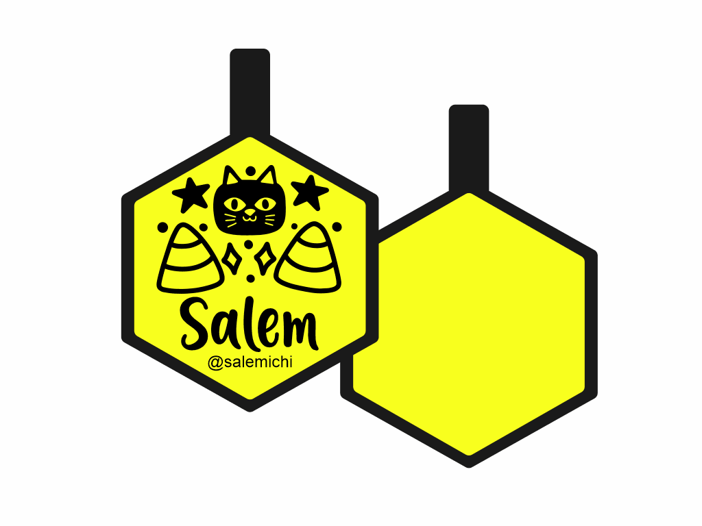 PLACA DE IDENTIFICACIÓN HALLOWEEN HEXÁGONO - GATO NEGRO7