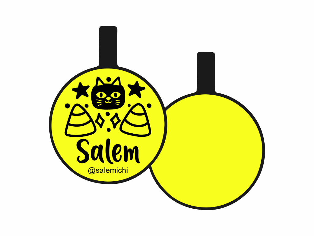 PLACA DE IDENTIFICACIÓN HALLOWEEN CÍRCULO - GATO NEGRO7