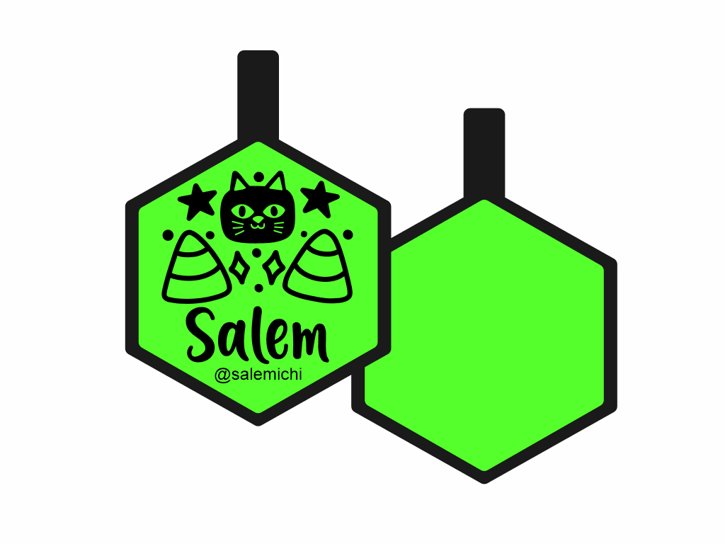 PLACA DE IDENTIFICACIÓN HALLOWEEN HEXÁGONO - GATO NEGRO8