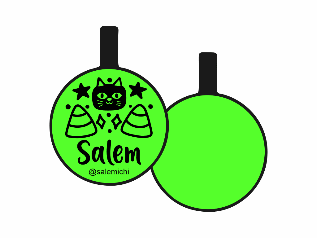 PLACA DE IDENTIFICACIÓN HALLOWEEN CÍRCULO - GATO NEGRO8