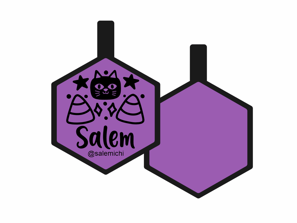 PLACA DE IDENTIFICACIÓN HALLOWEEN HEXÁGONO - GATO NEGRO9