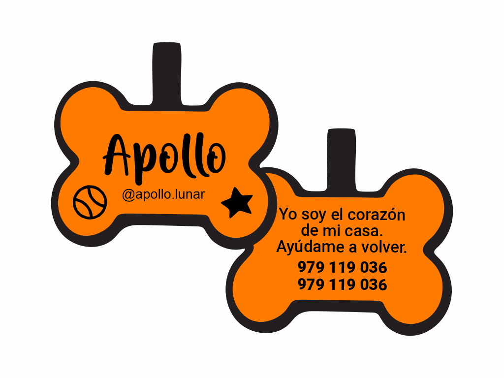 PLACA DE IDENTIFICACIÓN HUESO - ESTRELLA DE DEPORTE1