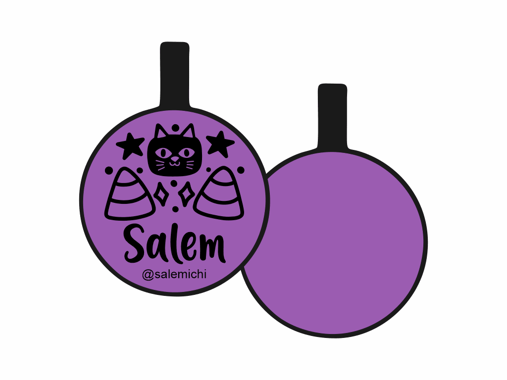 PLACA DE IDENTIFICACIÓN HALLOWEEN CÍRCULO - GATO NEGRO9