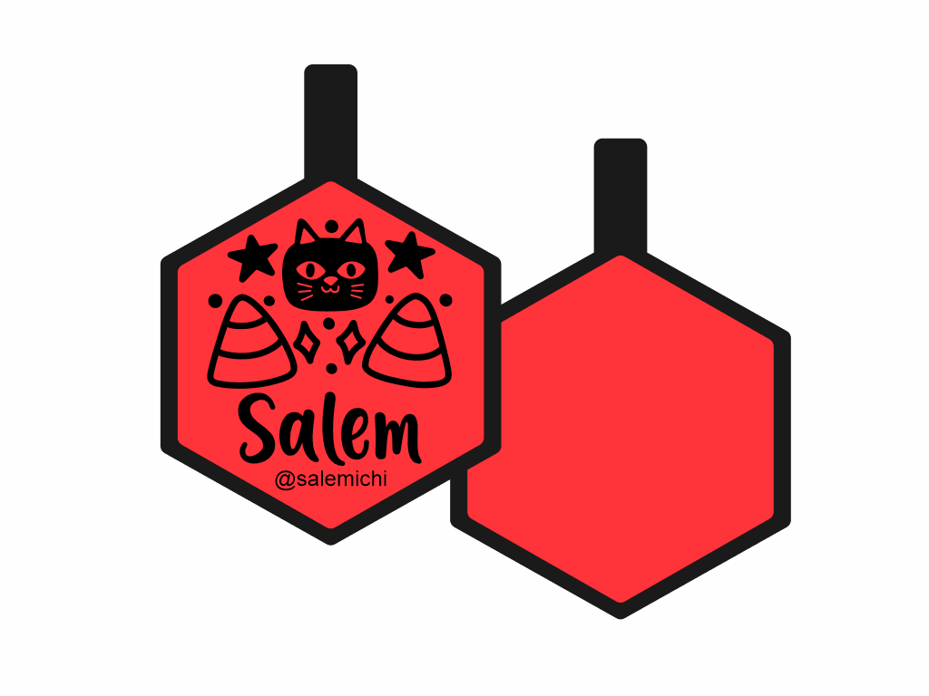 PLACA DE IDENTIFICACIÓN HALLOWEEN HEXÁGONO - GATO NEGRO11