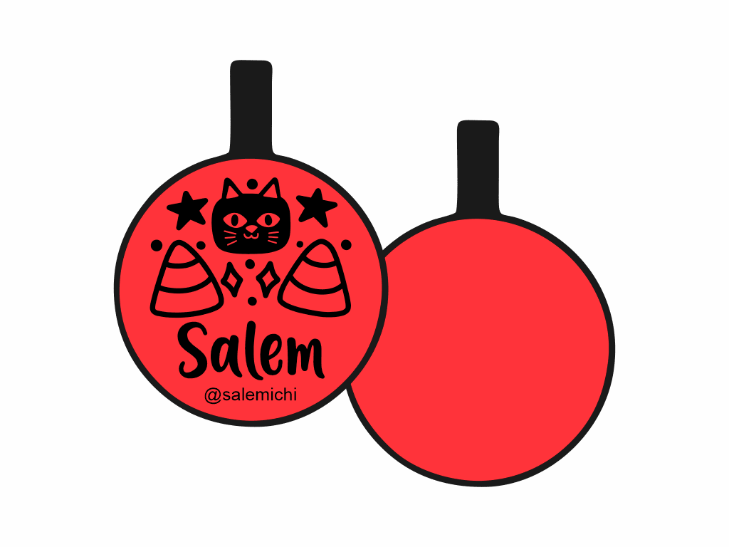 PLACA DE IDENTIFICACIÓN HALLOWEEN CÍRCULO - GATO NEGRO11