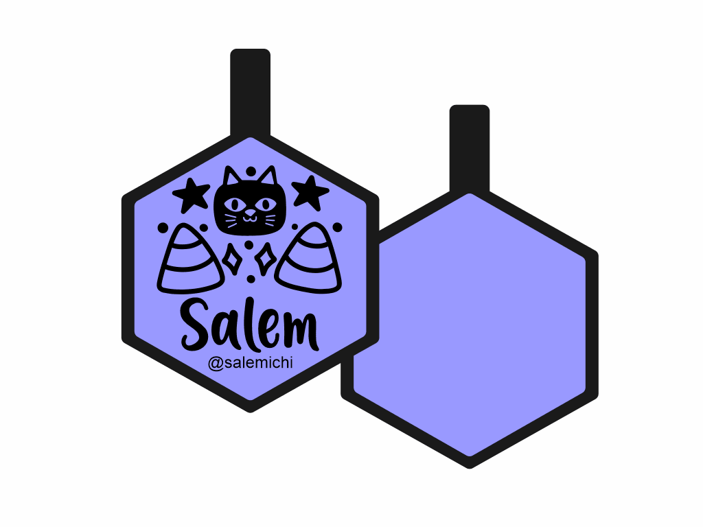 PLACA DE IDENTIFICACIÓN HALLOWEEN HEXÁGONO - GATO NEGRO12