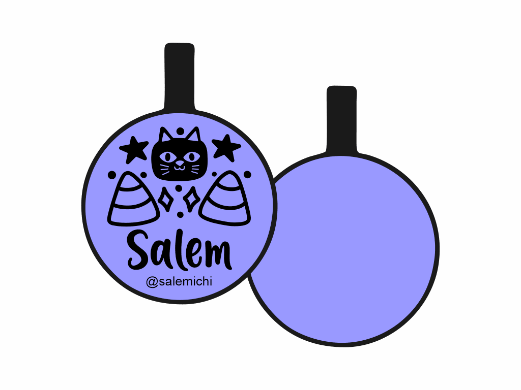 PLACA DE IDENTIFICACIÓN HALLOWEEN CÍRCULO - GATO NEGRO12